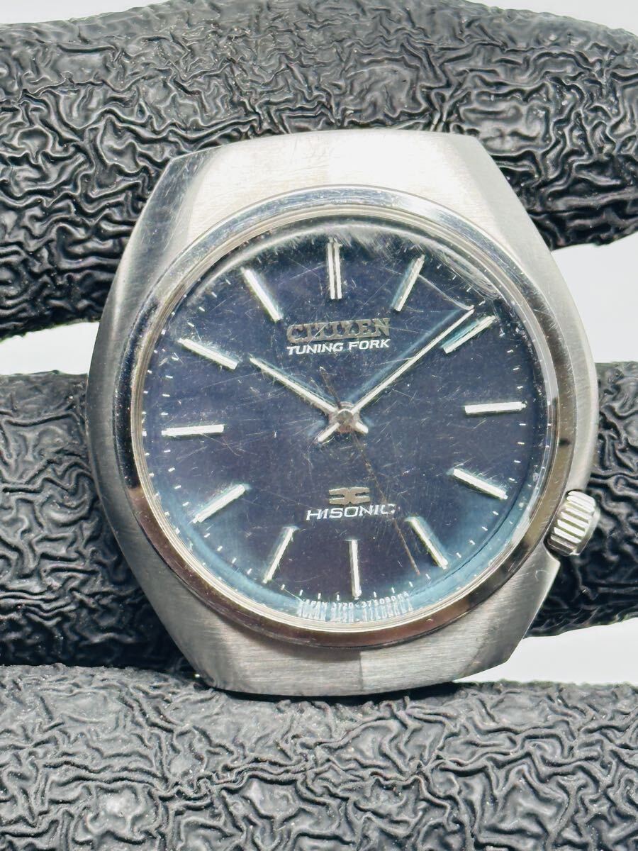 No.16 CITIZEN HISONIC TUNING FORK 3721-375078 メンズ ブルー文字盤 電子式 38mm ヴィンテージ 中古 CITIZEN