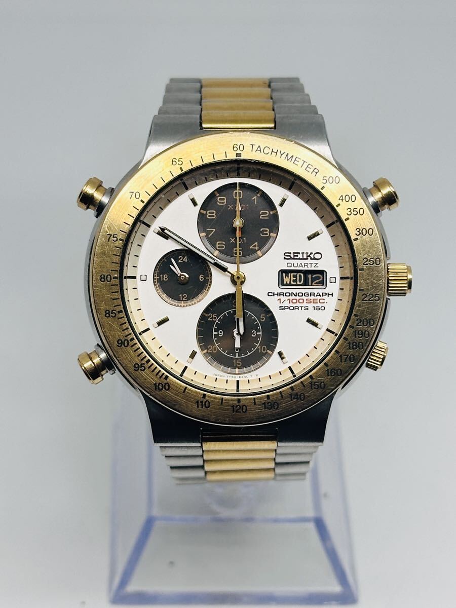 No.17 SEIKO 7T59-6A00 クロノグラフ 1/100秒 SPORTS150 メンズ ツートンカラー 41mm クォーツ 中古