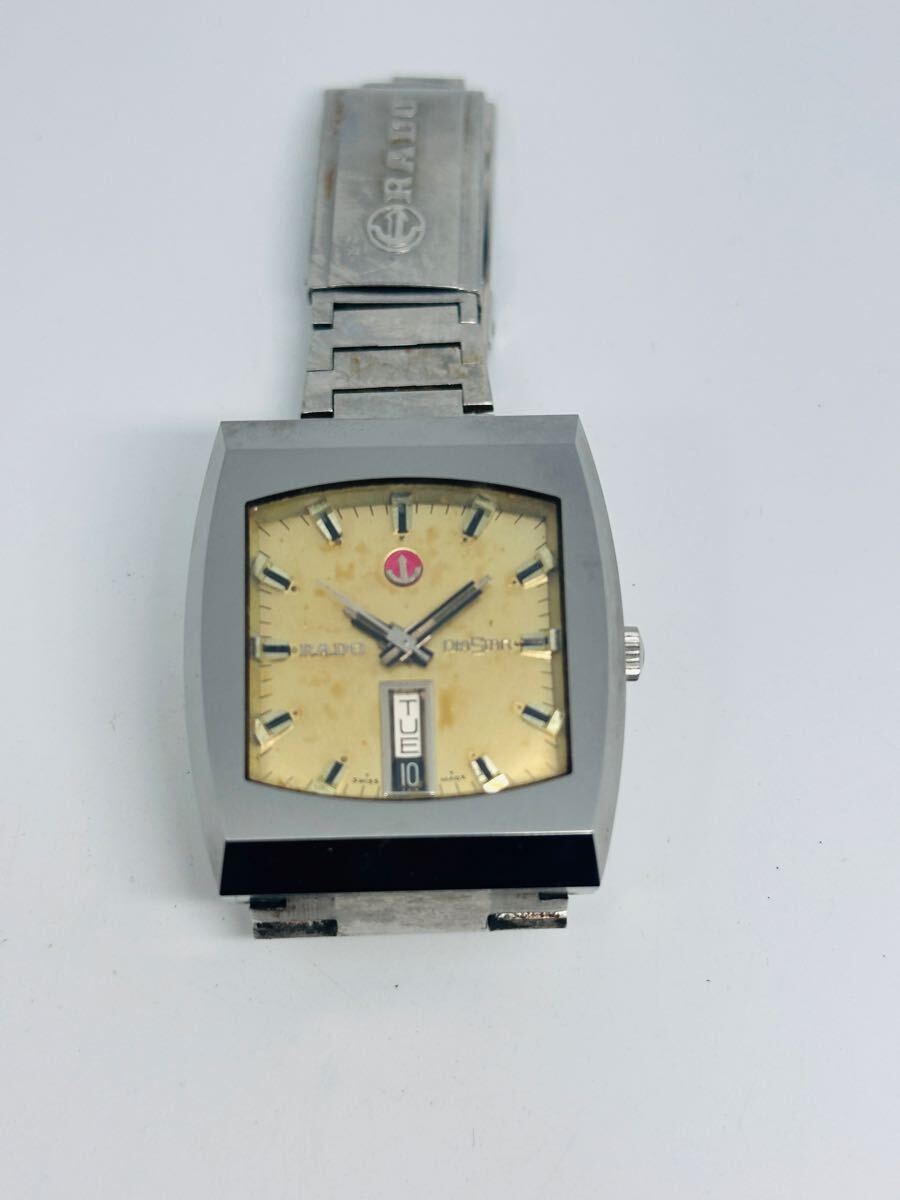 No.19 RADO DIASTAR メンズ スクエアケース ゴールド文字盤 デイデイト SWISS MADE 自動巻き 純正ブレス 動作品 ヴィンテージ 中古