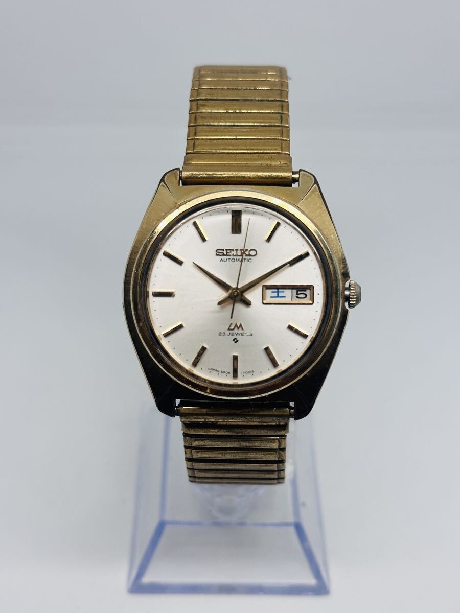 No.22 SEIKO LORD MATIC LM 5606-7000 23JEWELS 自動巻き メンズ ゴールド シルバー文字盤 デイデイト 腕時計 36mm 稼働品 中古