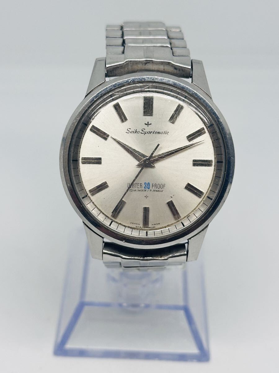 No.23 SEIKO SPORTSMATIC WATER 30 PROOF 17JEWELS メンズ シルバー文字盤 自動巻き 腕時計 37mm 腕周り16～17cm 稼働品 中古 セイコー 