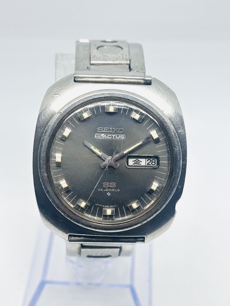 No.30 SEIKO 5 ACTUS SS 23石 6106-8430 メンズ グレー文字盤 自動巻き 腕時計 中古 セイコー 5ACTUS