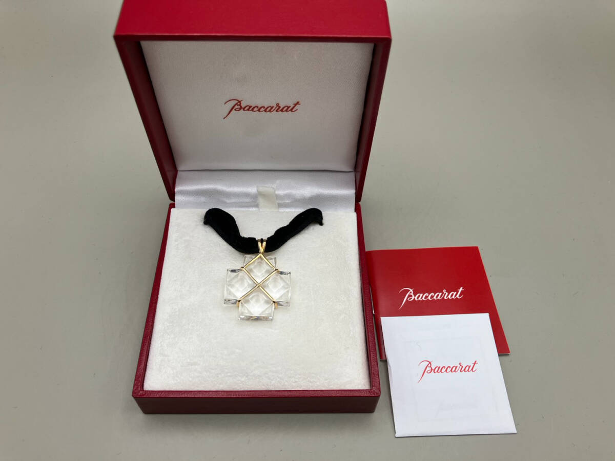 Baccarat バカラ チョーカー 750刻印 K18 18金 イエローゴールド クロス クリスタル ネックレス　22953