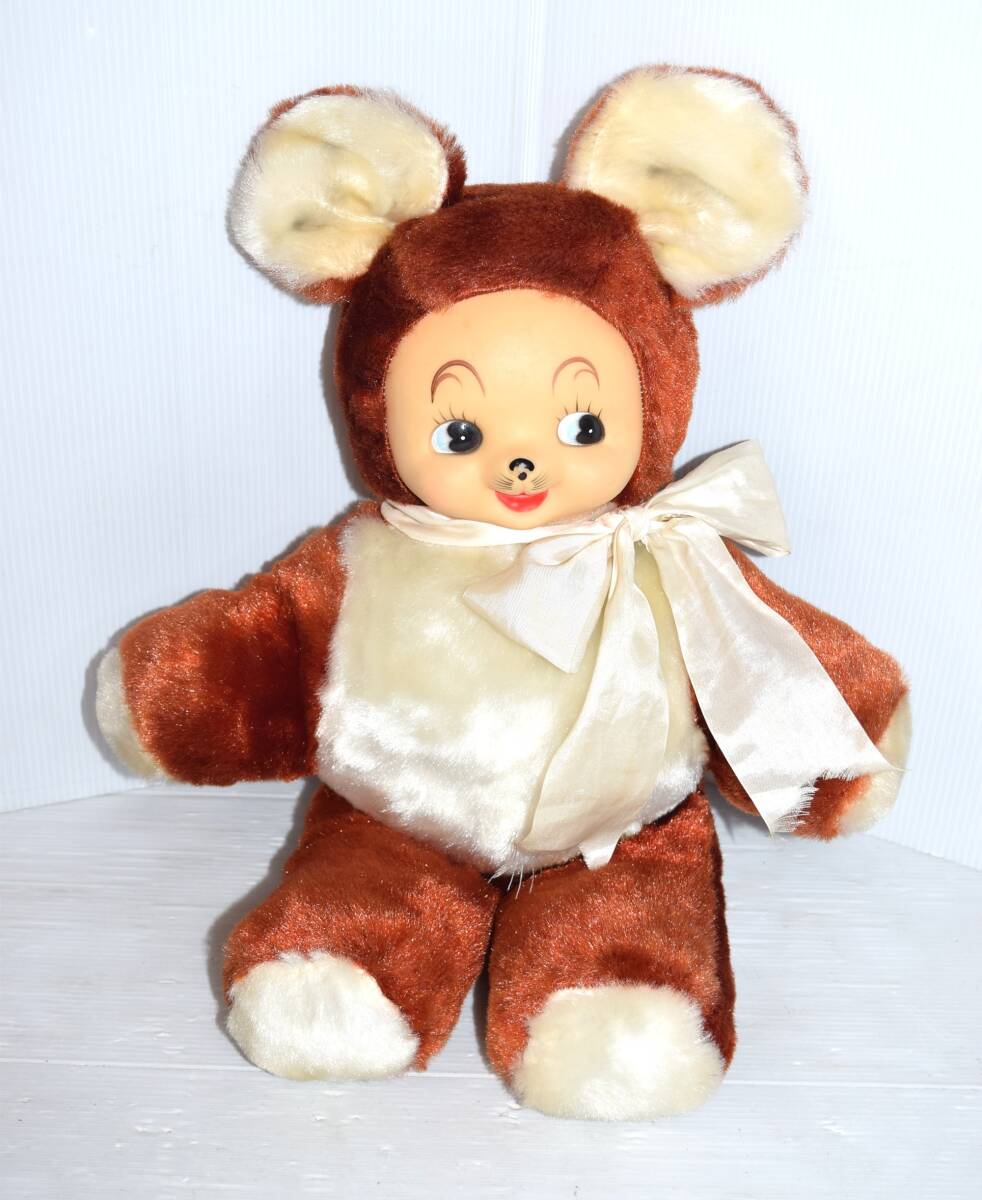 M ラバーフェイス　ドール　ベア　ヴィンテージ　ぬいぐるみ 約45ｃｍ 当時物 昭和レトロ　 テディベア