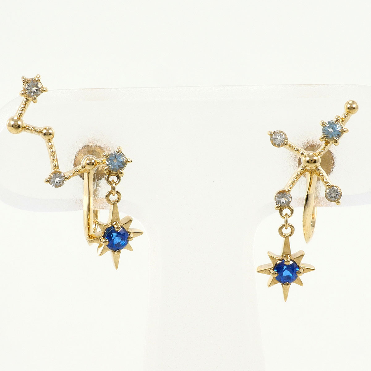 スタージュエリー STAR JEWELRY K10YG イヤリング ブルートパーズ ホワイトトパーズ 総重量約1.8g ジュエリー 中古 美品 送料無料☆0315