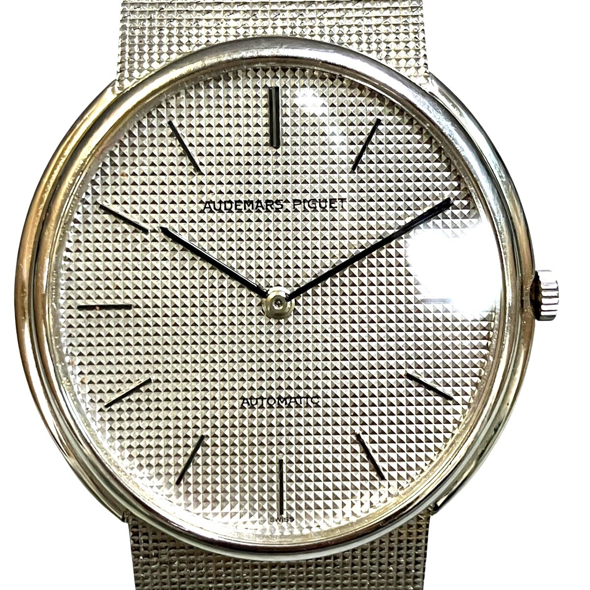 オーデマ・ピゲ AUDEMARS PIGUET ラウンド 腕時計 総重量約82.1g K18 K18 自動巻き シルバー文字盤 中古☆0327