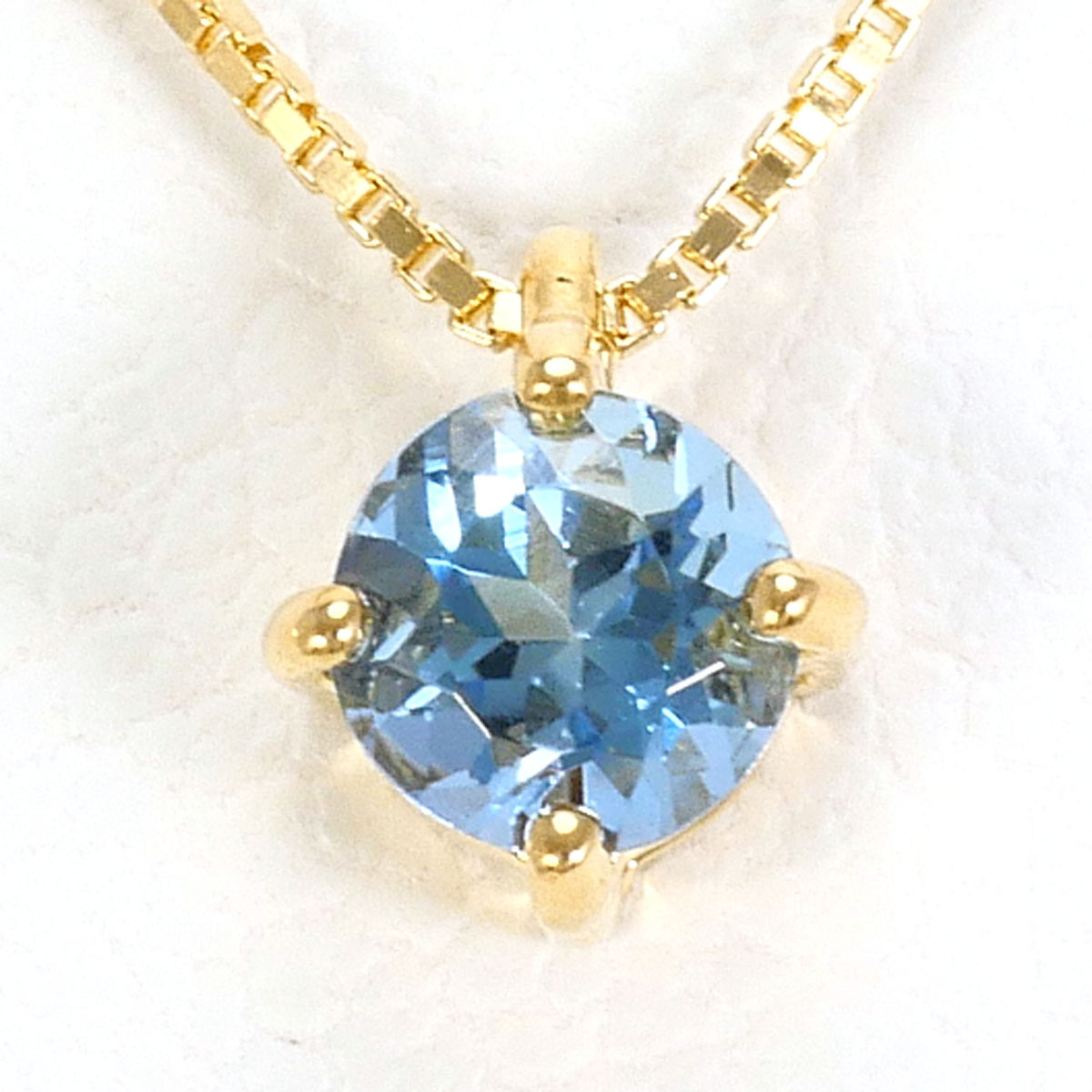 K18YG ネックレス アクアマリン 総重量約1.2g 約40cm ジュエリー 中古 美品 送料無料☆0338