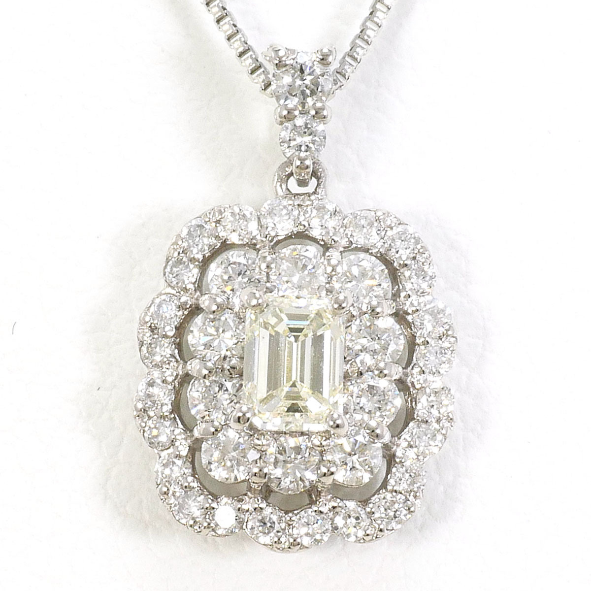 PT900 PT850 プラチナ ネックレス イエローダイヤモンド 0.237 ダイヤ 0.33 総重量約3.0g 約45cm ジュエリー 中古 美品 送料無料☆0315