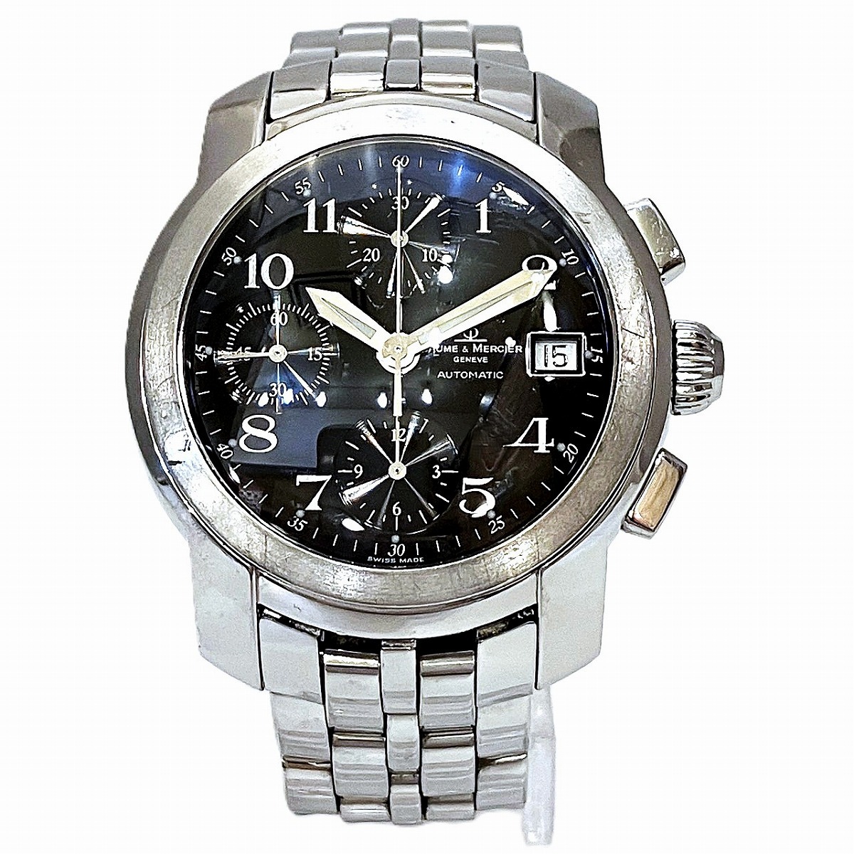 ボーム＆メルシェ Baume & Mercier ケープランドクロノ 腕時計 総重量約157.2g SS SS 自動巻き ブラック文字盤 MV045216 中古☆0307