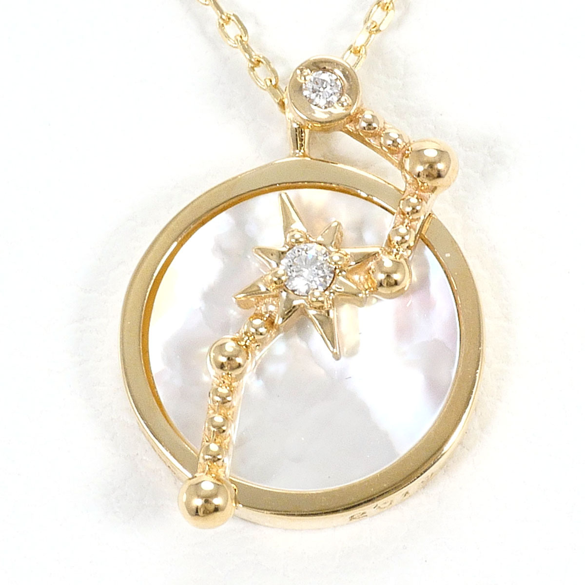 スタージュエリー STAR JEWELRY K10YG ネックレス シェル ダイヤ 総重量約1.4g 約40cm ジュエリー 中古 美品 送料無料☆0315