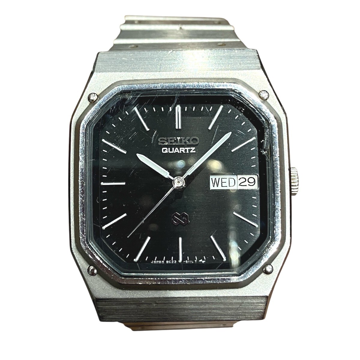 セイコー 腕時計 総重量約61g SS クオーツ ブラック文字盤文字盤 8C23-509A 中古☆0312