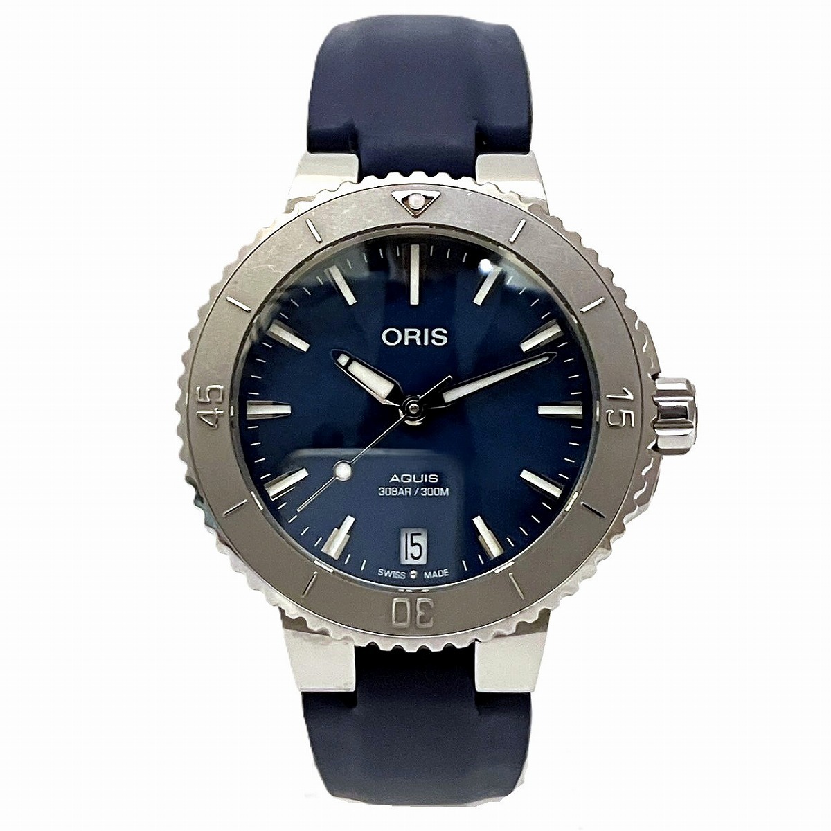オリス ORIS アクイスデイト 腕時計 総重量約78g SS ラバー 自動巻き ブルー文字盤 01 733 7770 4155 07 34 14 40 中古☆0307