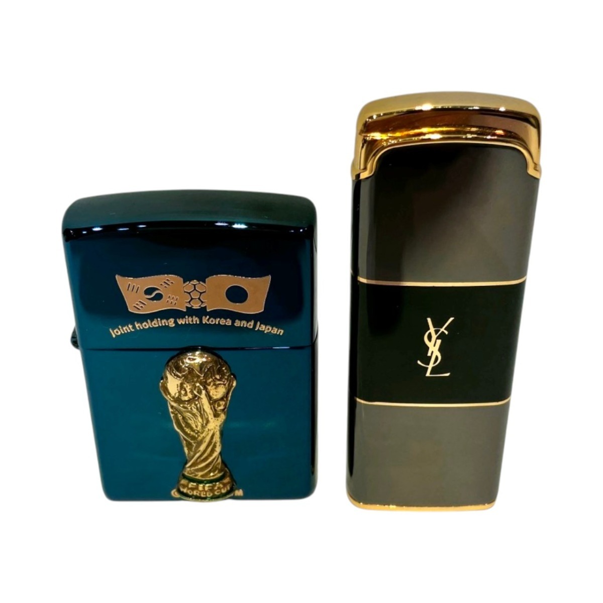 1円〜最落なし イヴサンローラン 2002 FIFA ワールドカップ ライターセット ライター 喫煙具 2点 ユニセックス 着火未確認 ☆0320