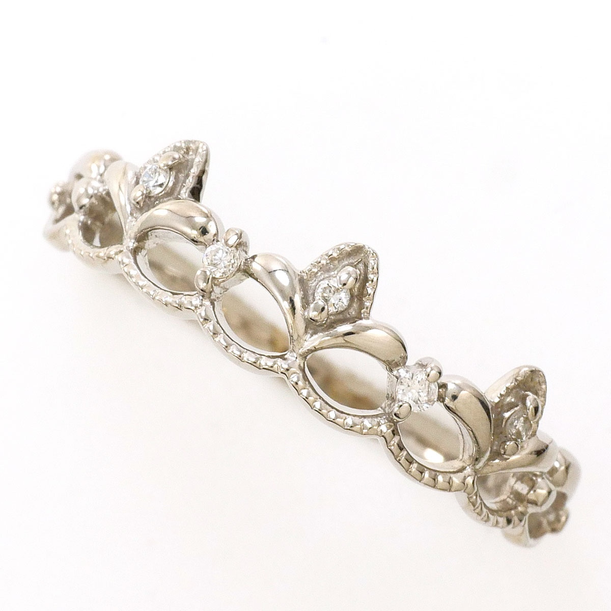 K18WG リング・指輪 14号 ダイヤ 0.04 総重量約1.8g ジュエリー 中古 美品 送料無料☆0315