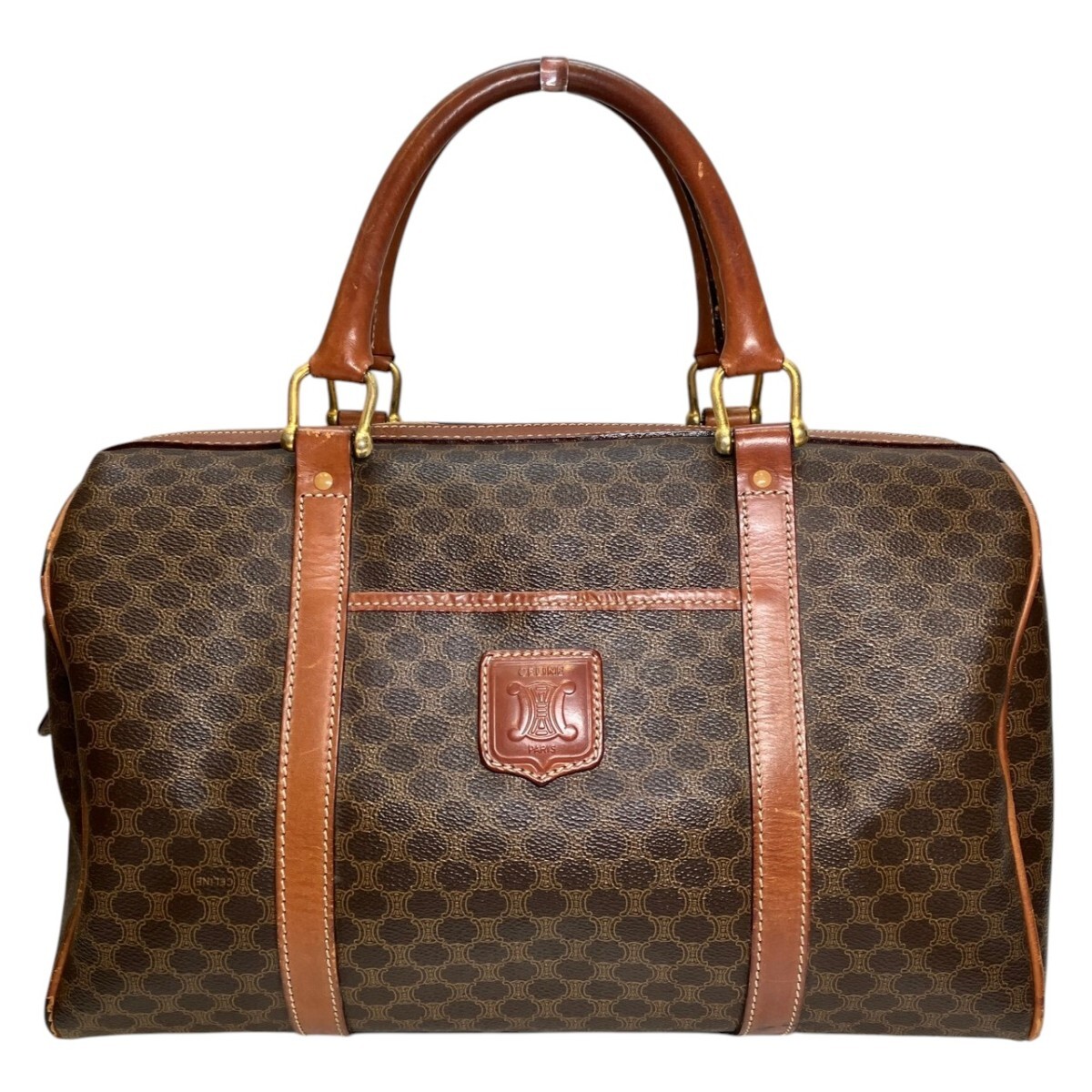セリーヌ CELINE ミニボストンバッグ ボストンバッグ マカダム柄 PVC レザー M07 中古☆0330