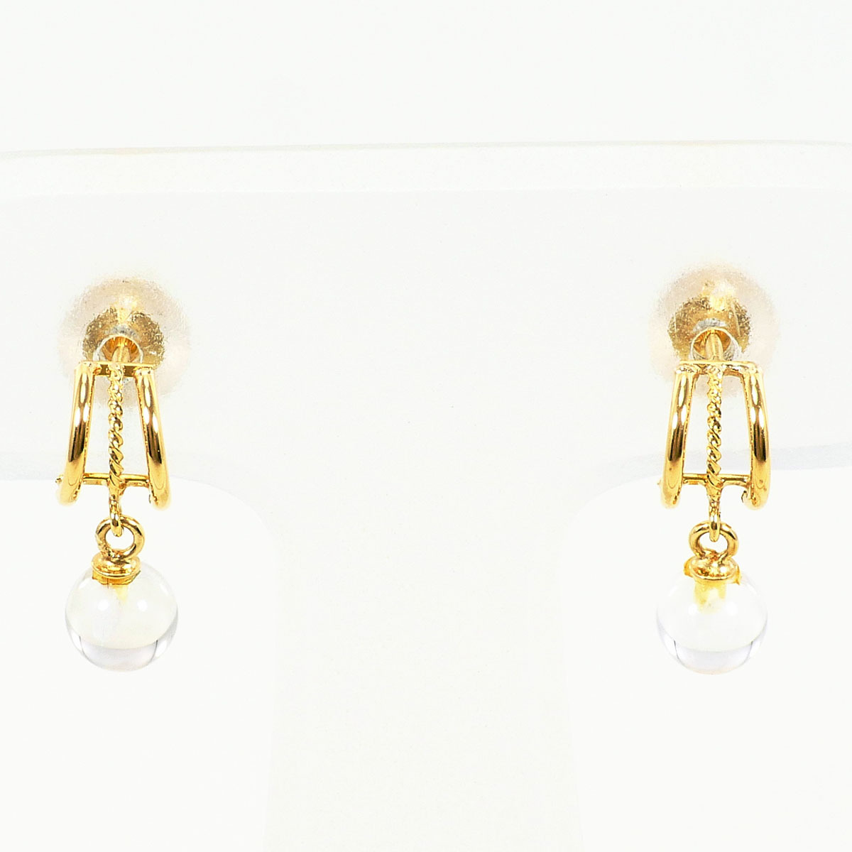 K18YG ピアス クォーツ 総重量約0.6g ジュエリー 中古 美品 送料無料☆0338