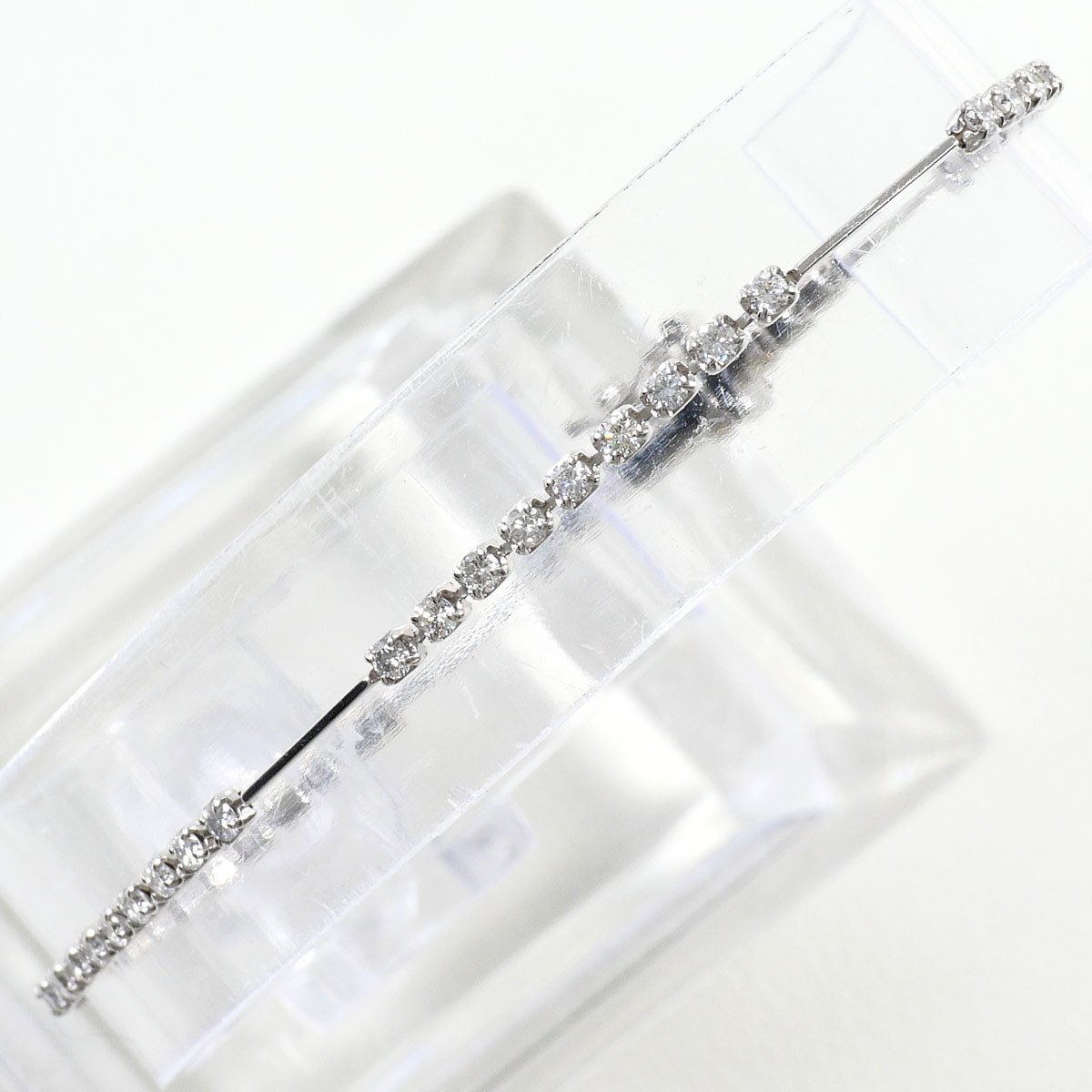 PT850/プラチナ ブレスレット ダイヤ 1.00 鑑別書 総重量約3.5g 約17cm ジュエリー 中古 美品 送料無料☆0315