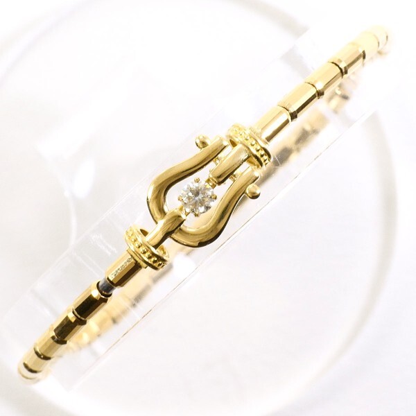 K18YG ブレスレット ダイヤ 0.10 カード鑑別書 総重量約4.5g 約16cm 中古 美品 送料無料 ☆0315