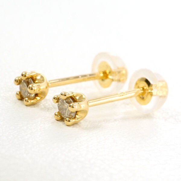 K18YG ピアス ダイヤ 0.09 ×2 総重量約0.5g 中古 美品 送料無料 ☆0315