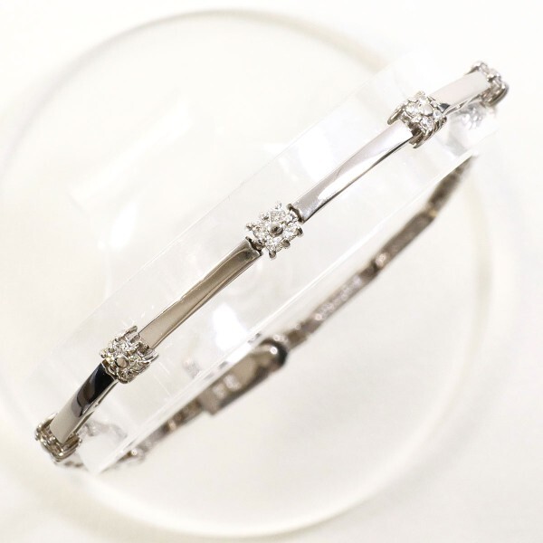 K18WG ブレスレット ダイヤ 0.25 カード鑑別書 総重量約6.1g 約17.5cm ジュエリー 中古 美品 送料無料☆0202
