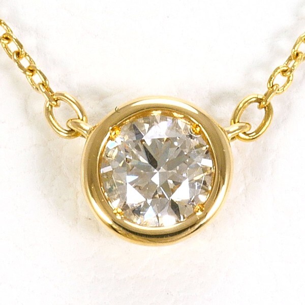 K18YG ネックレス ブラウンダイヤ 0.15 総重量約1.0g 約40cm 中古 美品 送料無料 ☆0338