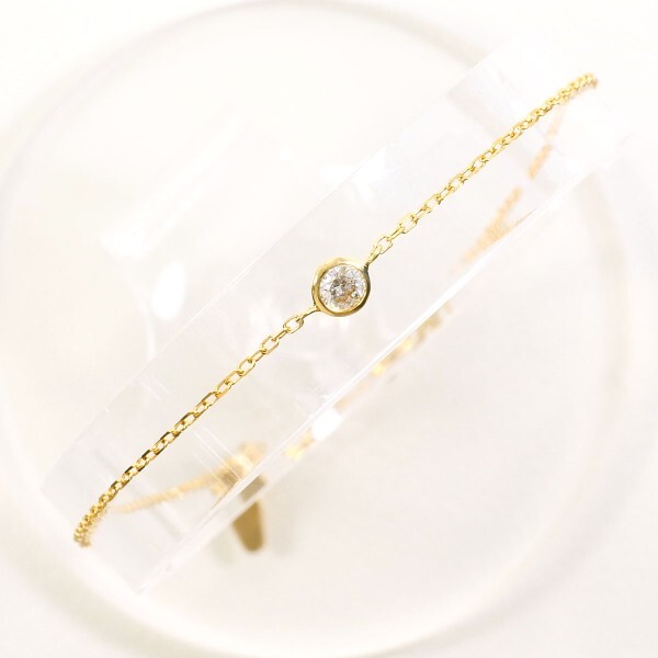 K18YG ブレスレット ダイヤ 0.10 総重量約0.8g 約19cm 中古 美品 送料無料 ☆0338