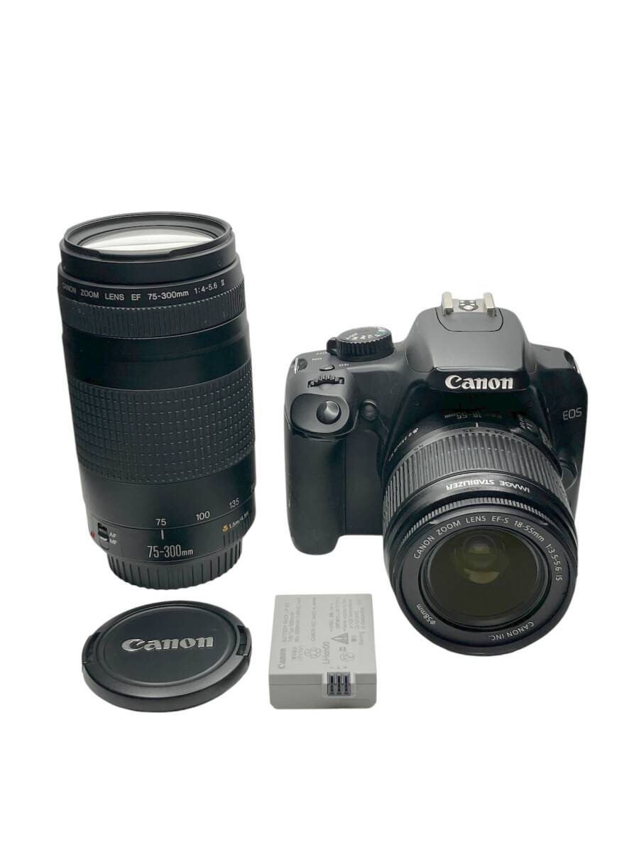 Canon EOS REBEL XS / EFS 18-55mm / EF 75-300mm II キャノン デジタル 一眼レフ ダブルズーム 稼働品 //AM135805