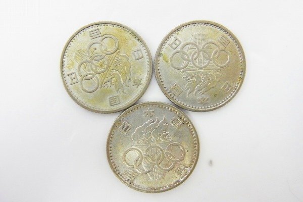 C168-N51-123◎ 1964年 東京オリンピック 100円 銀貨 硬貨 3枚セット 現状品③ 渋谷 ◎