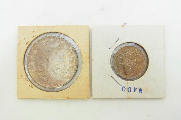 C159-N41-4501◎ 1964年 東京オリンピック 1000円 1枚 / 100円 1枚 銀貨 硬貨 現状品③ 渋谷 ◎