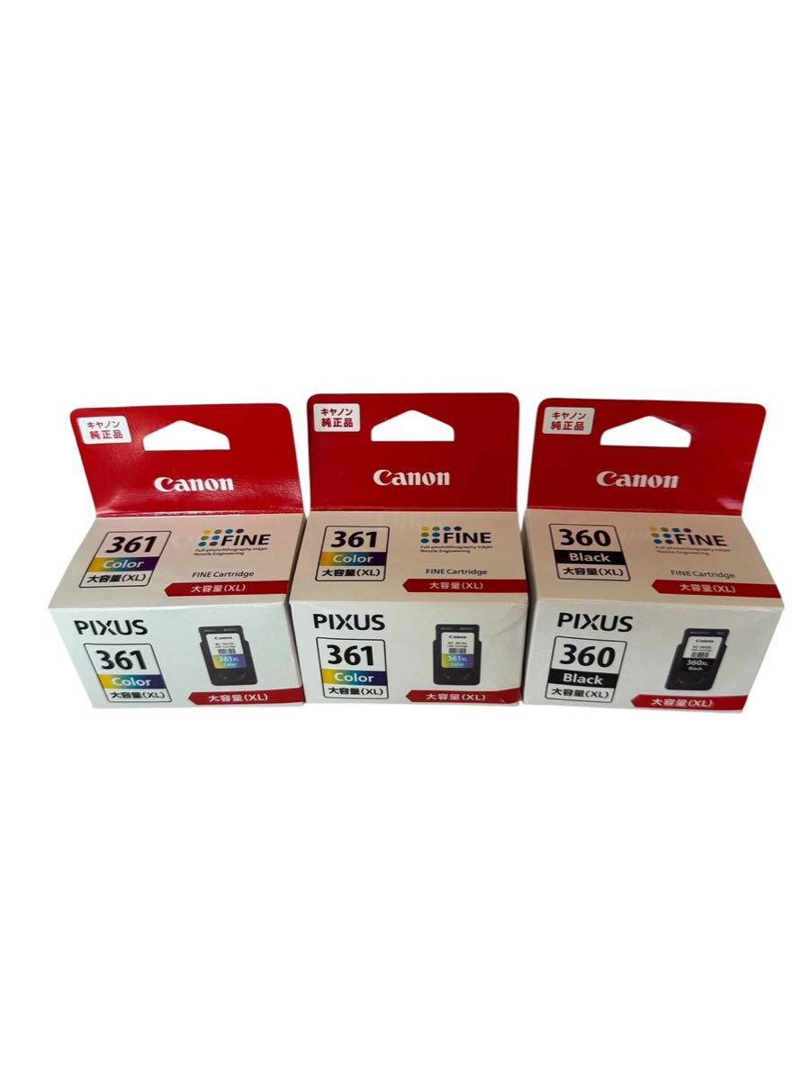 キヤノン 純正 インク BC-361XL（カラー）2個 ＆ BC-360XL（ブラック）1個 大容量 3本セット ※1本取付期限切れ #N