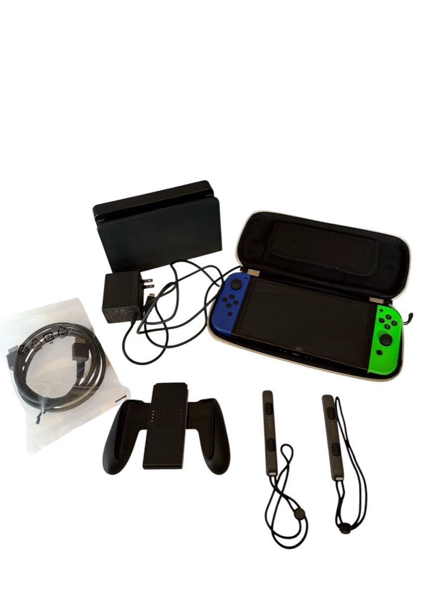 【直近まで動作】Nintendo Switch 本体セット※青ジョイコン破損・現状品/通電未確認 ACアダプター・ケース付 ニンテンドースイッチ #N