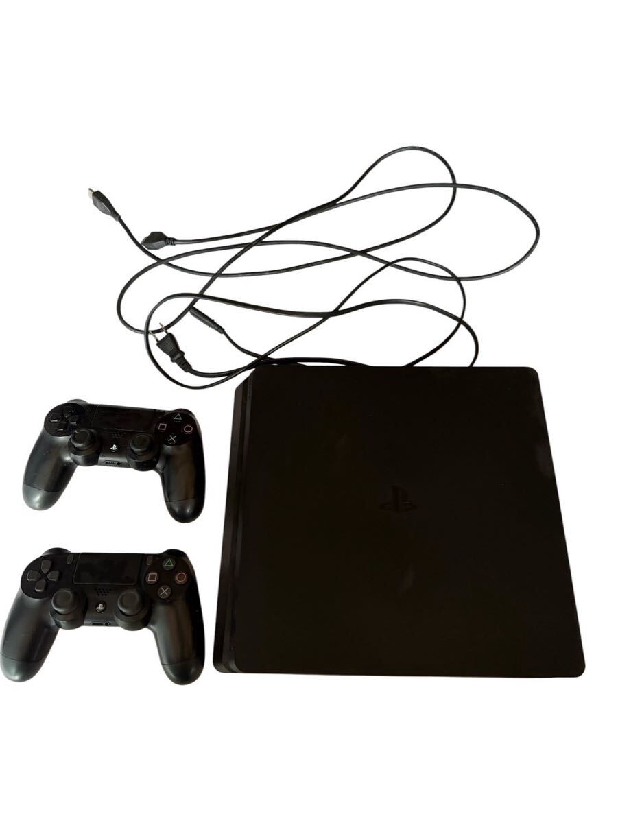 【美品/直前まで動作】PS4 本体 CUH-2100A 500GB ジェット・ブラック コントローラー2台 ケーブル類 プレステ4 動作未確認（通電未確認）#N