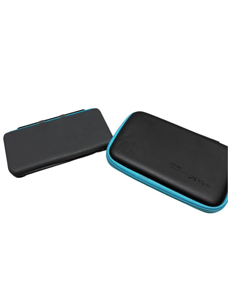 【通電確認済】Newニンテンドー2DS LL ブラック×ターコイズ 本体 HORI製スリムハードポーチ付き 任天堂 2DSLL 現状品 #I