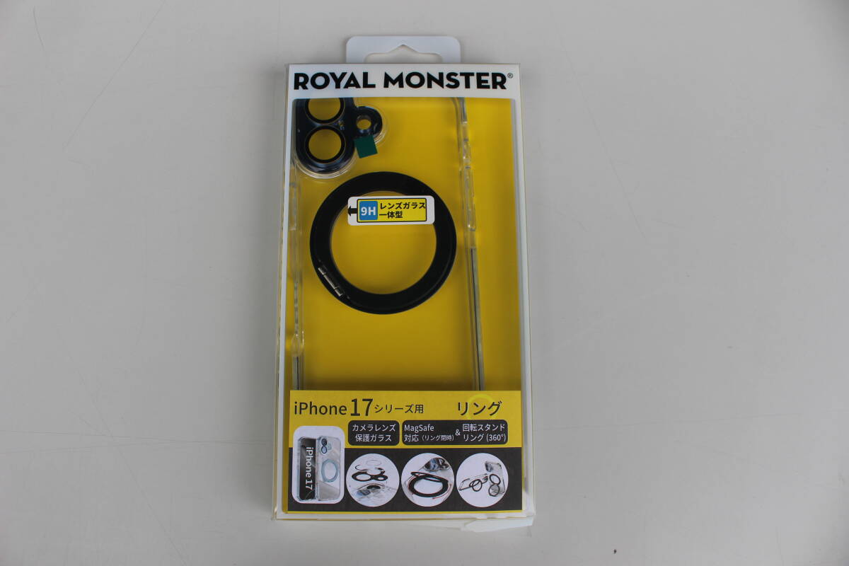 ロイヤルモンスター Royal Monster iPhone 17 用 MagSafe対応 アルミリング一体型ケース RM8293-17-BK　未使用　箱痛み品 　