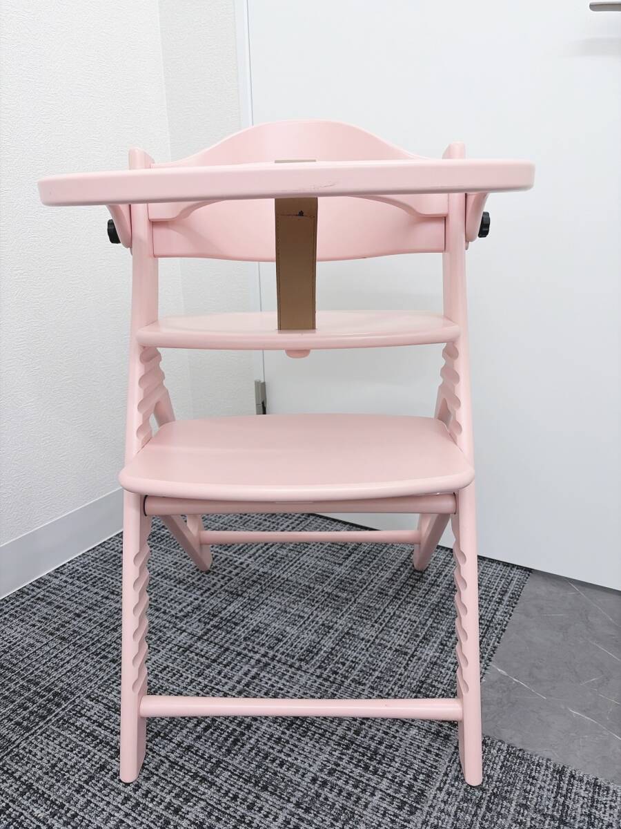 1120★大和屋 ベビーチェア アッフルチェア ミルキーピンク キッズチェア ハイチェア ◇ 中古 美品