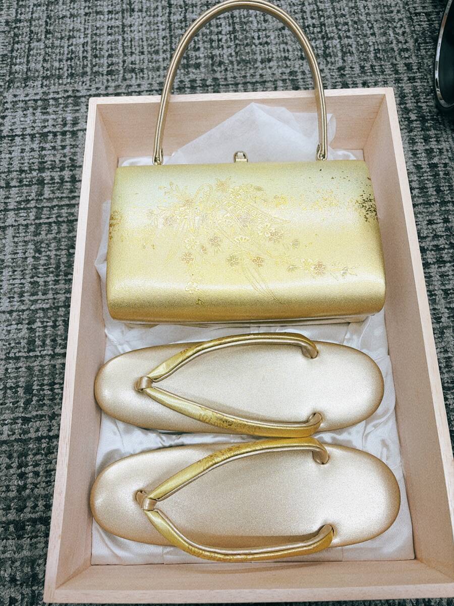 628★創作御誂 草履 バッグ セット 和装 着物 きもの 和装小物 木箱付き 1円スタート◇ 中古品 美品