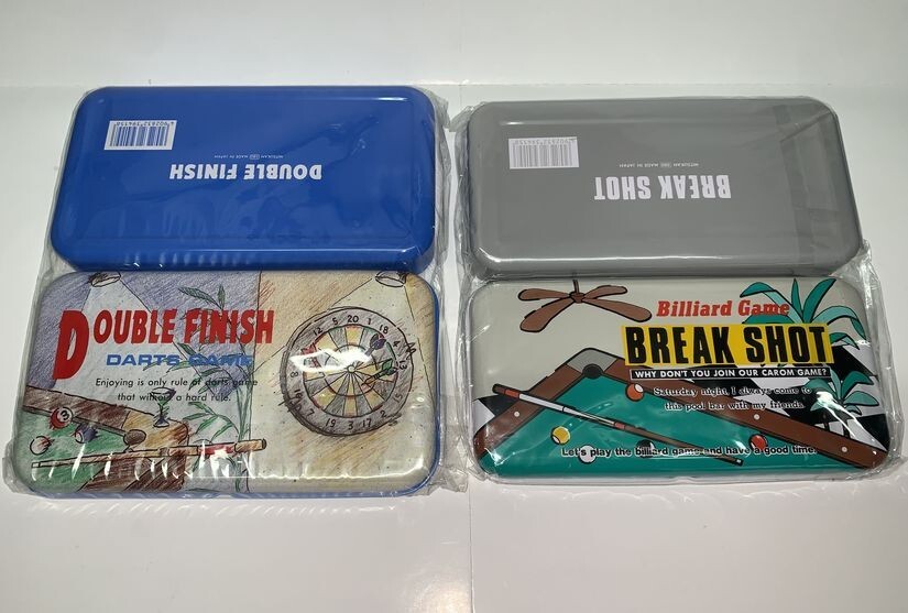 【レトロ品】　ゲーム缶ペン　ビリヤードゲーム＆ダーツゲーム　[2個セット]