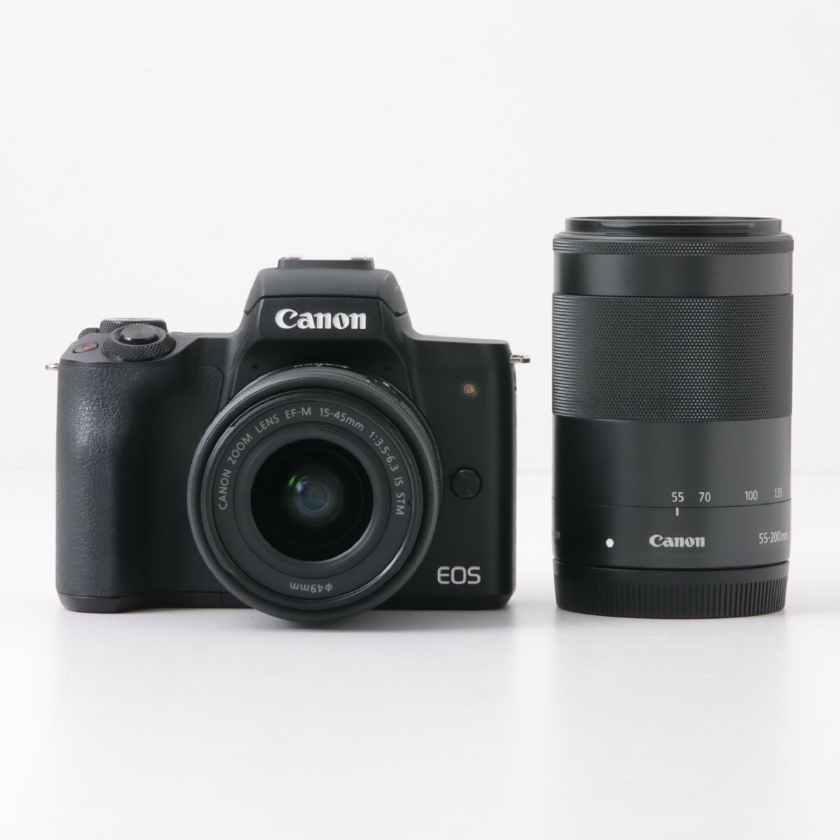 1円～ Canon キヤノン ミラーレス一眼カメラ EOS Kiss M ダブルズームキット　/　55-200mm 4.5-6.3　/　15-45mm 3.5-6.3　【動作未確認品】
