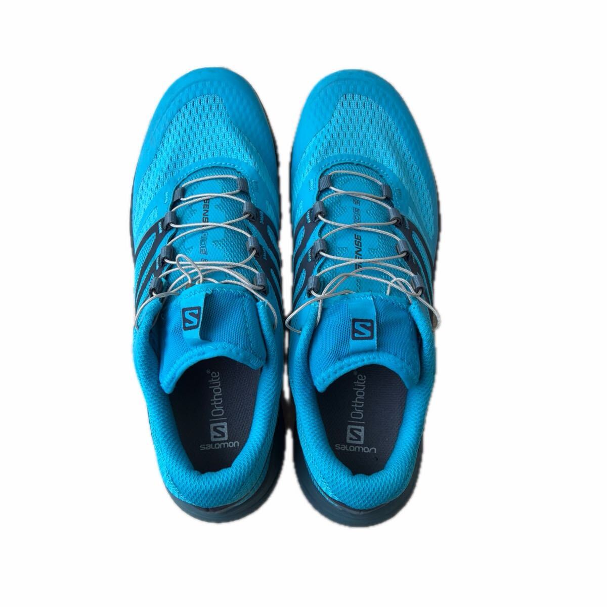 美品 27cm サロモン Salomon Sense Ride2 センスライド2 メンズ 青 ブルー トレイル ランニング トレラン 登山 ローカットスニーカー
