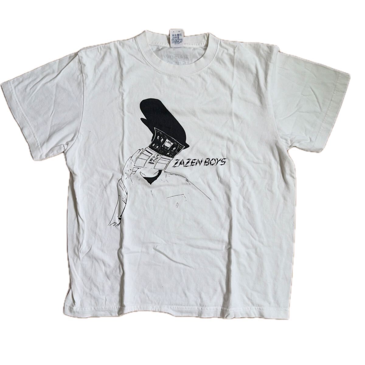 メンズL ZAZEN BOYS らんど ツアーT 向井秀徳 バンドT シャツ ナンバーガール ナンバガ 白 古着 ザゼンボーイズ バンT