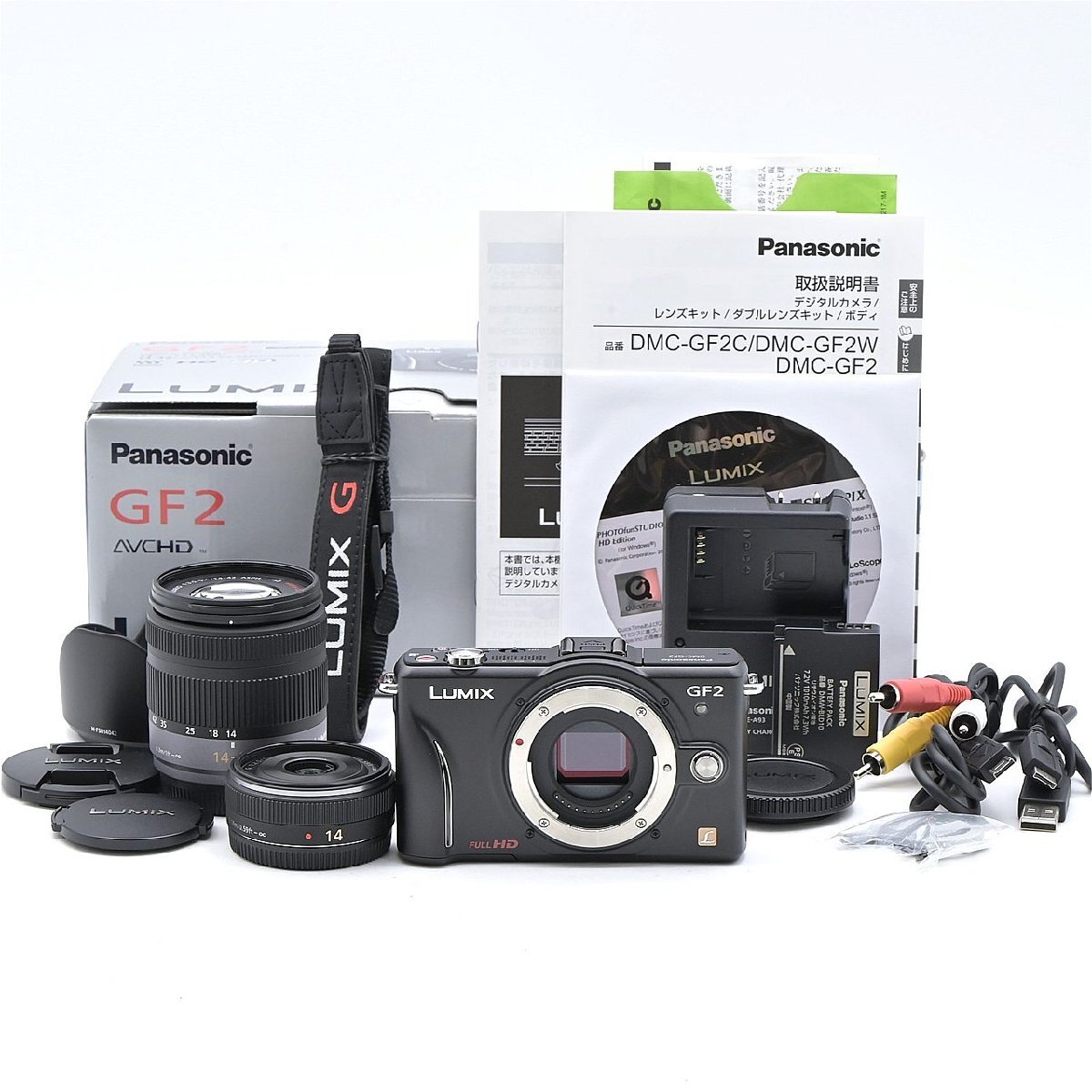 Panasonic パナソニック GF2 ダブルレンズキット 14mm F2.5 14-42mm F3.5-5.6 ブラック DMC-GF2W-K