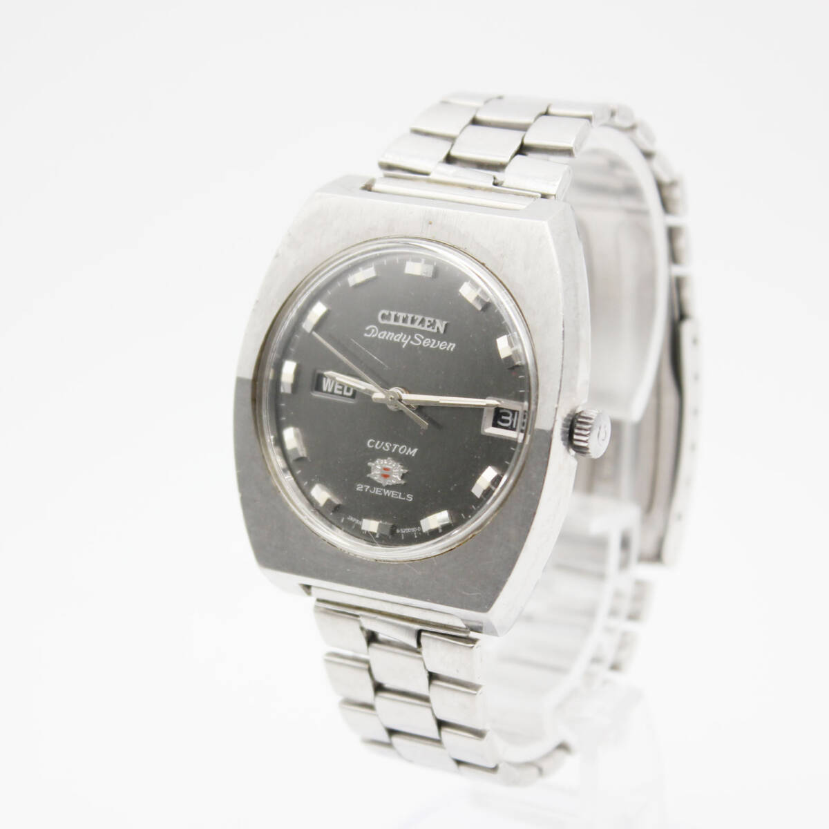 W260624-36 CITIZEN Dandy Seven CUSTOM シチズン ダンディセブン カスタム 27石 メンズ腕時計 自動巻き デイデイト 不動 シルバー 3針