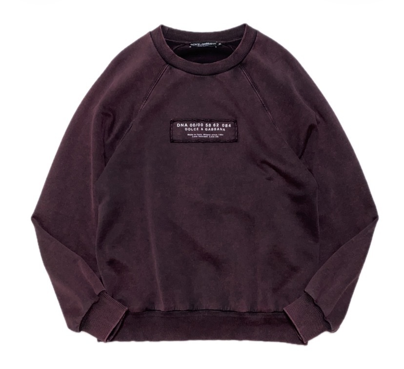 即完売 入手困難 DOLCE&GABBANA DG DNA ロゴ ストレッチコットン バーガンディ 濃淡 グラデーション ラグラン スウェット トレーナー