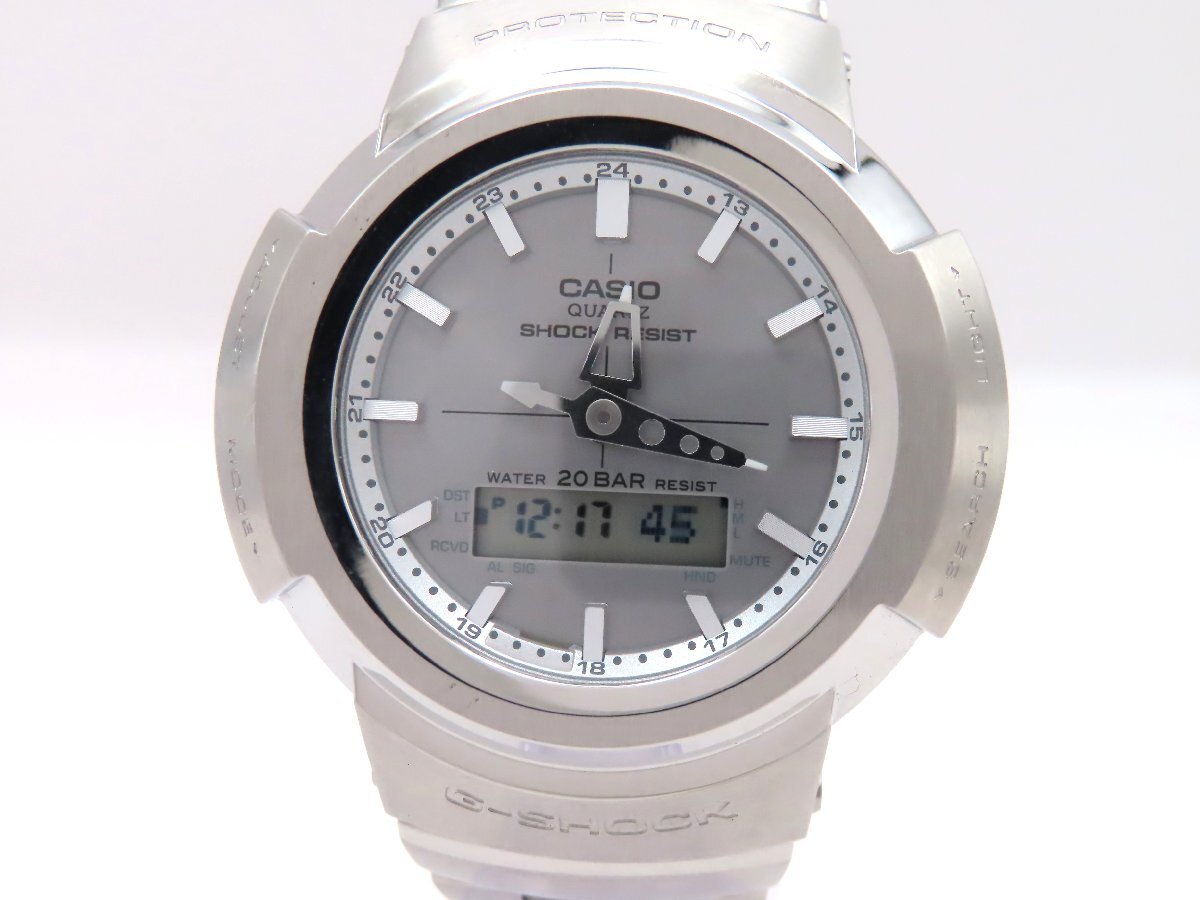 1円 カシオ AWM-500D G-SHOCK SS シルバー文字盤 腕時計 メンズ 稼働 ソーラー コマ4 4292802