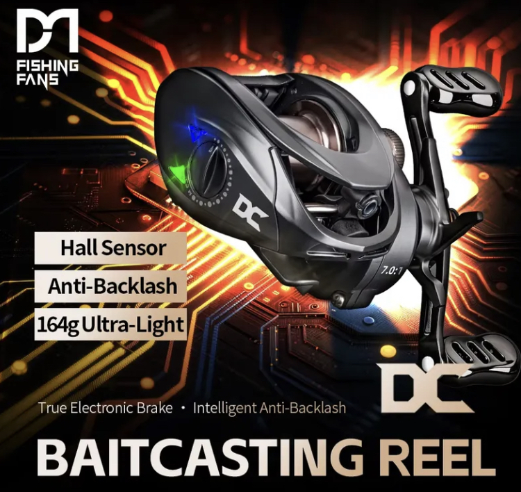 激安DCリールFISHINGFAN C1DC左ハンドル☆ガンメタ☆送料無料☆新品未使用☆ギア比7:1☆軽量164g☆電子制御 LED発光☆質感良し☆