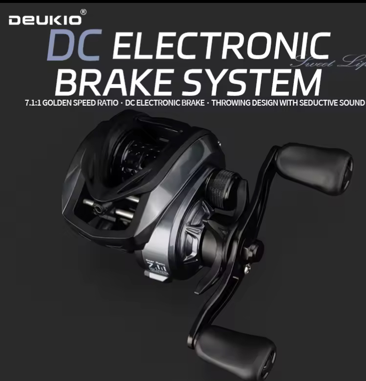 激安 DCリールDEUKIO DC150左ハンドル☆ガンメタ☆送料無料☆新品未使用☆☆ギア比7.2:1☆軽量166g☆電子制御 ブレーキ☆人気商品☆
