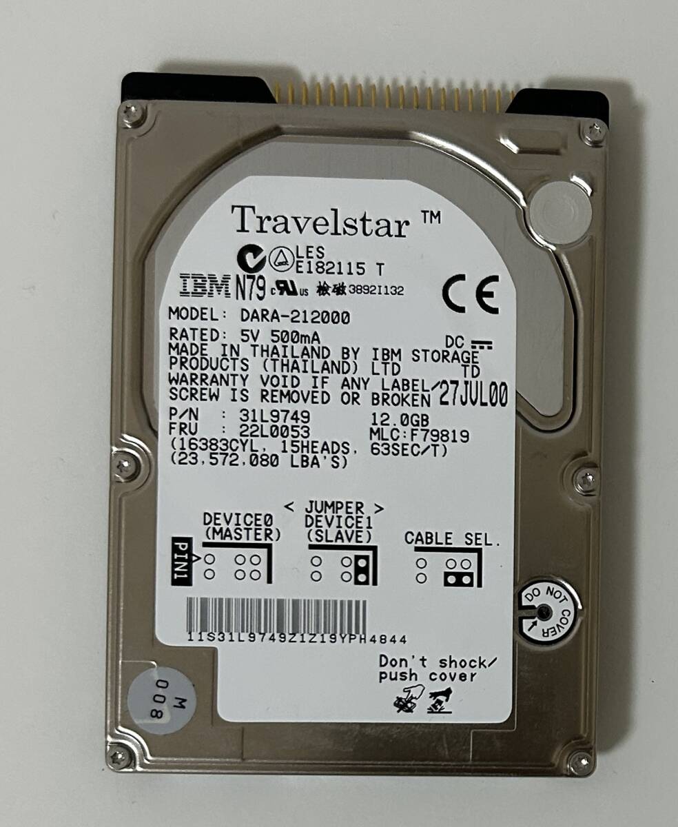 IBM Travelstar DARA-212000 12GB 2.5インチ 9.5mm HDD IDE接続