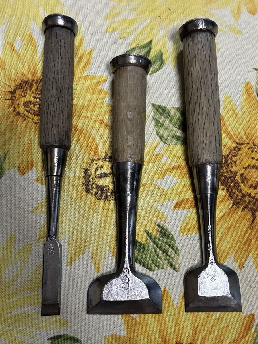 【名工】左市弘 鑿 3本セット 追入鑿 大工道具 市弘 木工 高級鑿 中古品