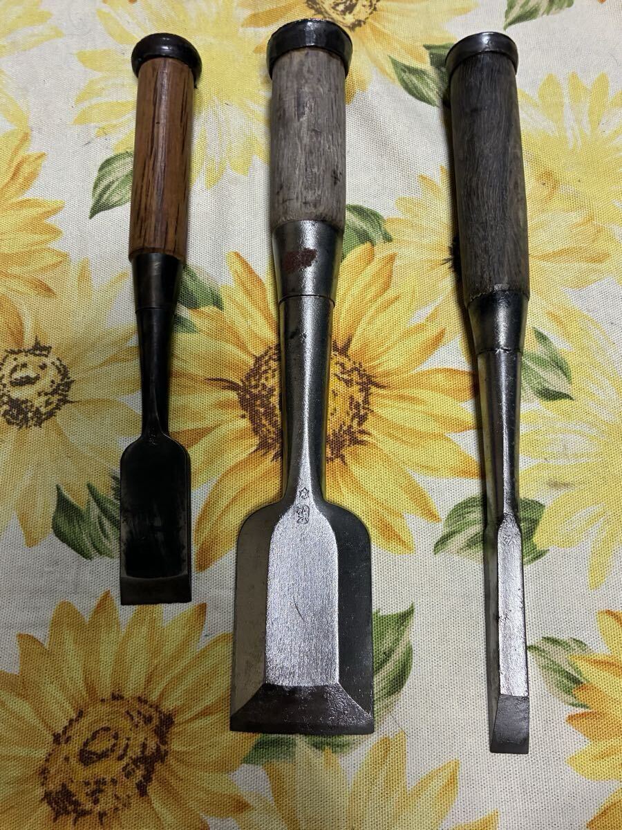 名工 山弘 叩き鑿 山崎弘 追入鑿 博光 弘乙 のみ 3本セット 大工道具 高級鑿