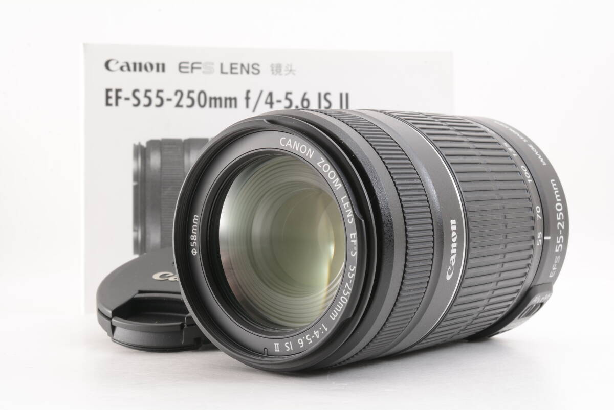 動作品 キャノン Canon ZOOM EF-S 55-250mm f4-5.6 IS II AF 一眼カメラレンズ 取説付 管F3309